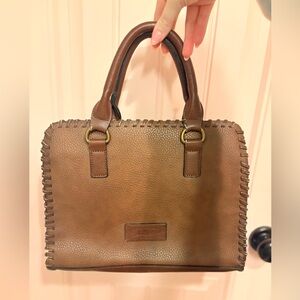 Brown Leather Satchel- G.H. Bass & Co - Whipstitch Detail